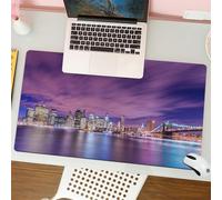 QRFASFZO Mouse Pad 31.5 × 12 inch Extended Large Mouse Mat Desk Pad, Stitched Edges Mousepad,Non-Slip Rubber Base,New York modern skyline at night with skyscrapers Manhattan USA A,Gaming Mouse Pad XL