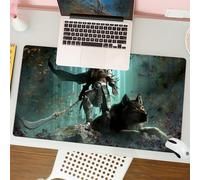 QRFASFZO Mouse Pad 31.5 × 12 inch Extended Large Mouse Mat Desk Pad, Stitched Edges Mousepad,Non-Slip Rubber Base,brutal elf huntsman with a glaive stands proudly on a hill and lo,Gaming Mouse Pad XL