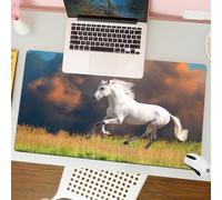 QRFASFZO Mouse Pad 31.5 × 12 inch Extended Large Mouse Mat Desk Pad, Stitched Edges Mousepad,Non-Slip Rubber Base,Animal decoration,White Andalusian horse runs gallop in summer ti,Gaming Mouse Pad XL