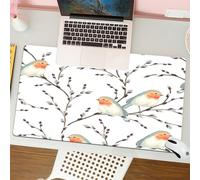 QRFASFZO Mouse Pad 31.5 × 12 inch Extended Large Mouse Mat Desk Pad, Stitched Edges Mousepad,Non-Slip Rubber Base,Seamless pattern of Willow branches and birds Robin vector illust,Gaming Mouse Pad XL