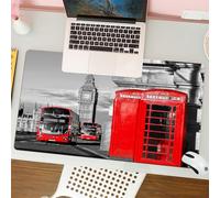 QRFASFZO Mouse Pad 31.5 × 12 inch Extended Large Mouse Mat Desk Pad, Stitched Edges Mousepad,Non-Slip Rubber Base,London, London Telephone box in The Street Traditional local cult,Gaming Mouse Pad XL