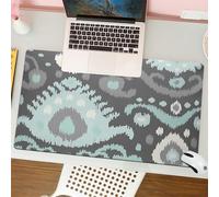 QRFASFZO Mouse Pad 31.5 × 12 inch Extended Large Mouse Mat Desk Pad, Stitched Edges Mousepad,Non-Slip Rubber Base,Modern Ikat Design with Soft Blue - Gray Tones,Gaming Mouse Pad XL
