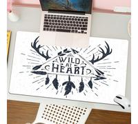QRFASFZO Mouse Pad 31.5 × 12 inch Extended Large Mouse Mat Desk Pad, Stitched Edges Mousepad,Non-Slip Rubber Base,Antlers decor, Wild at Heart text triangle with ethnic arrow Indi,Gaming Mouse Pad XL