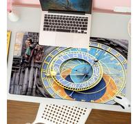QRFASFZO Mouse Pad 31.5 × 12 inch Extended Large Mouse Mat Desk Pad, Stitched Edges Mousepad,Non-Slip Rubber Base,Prague Astronomical Clock (Orloj) in the Old Town of Prague,Gaming Mouse Pad XL