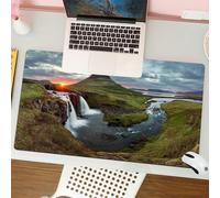 QRFASFZO Mouse Pad 31.5 × 12 inch Extended Large Mouse Mat Desk Pad, Stitched Edges Mousepad,Non-Slip Rubber Base,Beautiful sunsets on the waterfall, breathtaking scenery, waterfa,Gaming Mouse Pad XL