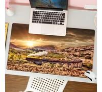 QRFASFZO Mouse Pad 31.5 × 12 inch Extended Large Mouse Mat Desk Pad, Stitched Edges Mousepad,Non-Slip Rubber Base,Glenfinnan Railway Viaduct in Scotland with the Jacobite steam tr,Gaming Mouse Pad XL