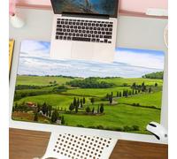 QRFASFZO Mouse Pad 31.5 × 12 inch Extended Large Mouse Mat Desk Pad, Stitched Edges Mousepad,Non-Slip Rubber Base,winding road,Lining in dense landscape,Pastoral paradise green hi,Gaming Mouse Pad XL