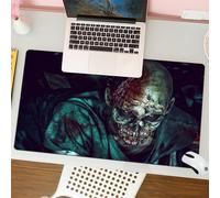 QRFASFZO Mouse Pad 31.5 × 12 inch Extended Large Mouse Mat Desk Pad, Stitched Edges Mousepad,Non-Slip Rubber Base,Zombie, man shot in the head with bloody details Scared Monster V,Gaming Mouse Pad XL