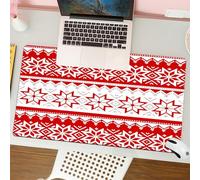 QRFASFZO Mouse Pad 31.5 × 12 inch Extended Large Mouse Mat Desk Pad, Stitched Edges Mousepad,Non-Slip Rubber Base,Christmas decoration, repeating red and white geometric weaving a,Gaming Mouse Pad XL