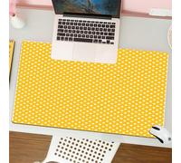 QRFASFZO Mouse Pad 31.5 × 12 inch Extended Large Mouse Mat Desk Pad, Stitched Edges Mousepad,Non-Slip Rubber Base,Yellow, Polka Dots on Plain Background Live, Heat Resistant Place,Gaming Mouse Pad XL
