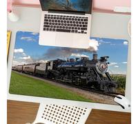 QRFASFZO Mouse Pad 31.5 × 12 inch Extended Large Mouse Mat Desk Pad, Stitched Edges Mousepad,Non-Slip Rubber Base,historic steam train passes through the fields,Gaming Mouse Pad XL