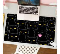 QRFASFZO Mouse Pad 31.5 × 12 inch Extended Large Mouse Mat Desk Pad, Stitched Edges Mousepad,Non-Slip Rubber Base,Art decoration, many black cat eyes shining seamless pattern,Gaming Mouse Pad XL