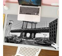 QRFASFZO Mouse Pad 31.5 × 12 inch Extended Large Mouse Mat Desk Pad, Stitched Edges Mousepad,Non-Slip Rubber Base,famous view of the Manhattan Bridge,Bridge Street with Cars Photo,Gaming Mouse Pad XL