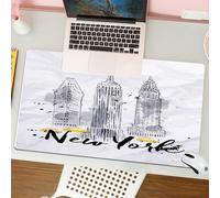 QRFASFZO Mouse Pad 31.5 × 12 inch Extended Large Mouse Mat Desk Pad, Stitched Edges Mousepad,Non-Slip Rubber Base,Watercolor, Skyscraper Empire State Building Old American Wonder,Gaming Mouse Pad XL