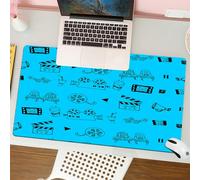 QRFASFZO Mouse Pad 31.5 × 12 inch Extended Large Mouse Mat Desk Pad, Stitched Edges Mousepad,Non-Slip Rubber Base,Movie, vivid blue background showing the doodle style movie relat,Gaming Mouse Pad XL