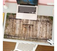 QRFASFZO Mouse Pad 31.5 × 12 inch Extended Large Mouse Mat Desk Pad, Stitched Edges Mousepad,Non-Slip Rubber Base,Rustic,Old Oak Closed Garage Door with Steel Hinges Vintage Typic,Gaming Mouse Pad XL