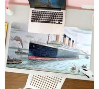 QRFASFZO Mouse Pad 31.5 × 12 inch Extended Large Mouse Mat Desk Pad, Stitched Edges Mousepad,Non-Slip Rubber Base,Maritime test of Titanic in Lake Belfast,Titanic,Sea landmark Tit,Gaming Mouse Pad XL