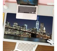 QRFASFZO Mouse Pad 31.5 × 12 inch Extended Large Mouse Mat Desk Pad, Stitched Edges Mousepad,Non-Slip Rubber Base,Brooklyn Bridge New York with Manhattan Skyline at Dusk,Gaming Mouse Pad XL