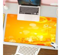 QRFASFZO Mouse Pad 31.5 × 12 inch Extended Large Mouse Mat Desk Pad, Stitched Edges Mousepad,Non-Slip Rubber Base,Orange, Abstract composition with circles, polka dots,Gaming Mouse Pad XL