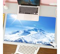 QRFASFZO Mouse Pad 31.5 × 12 inch Extended Large Mouse Mat Desk Pad, Stitched Edges Mousepad,Non-Slip Rubber Base,Apartment Decor,The Sun Illuminating a Magnificent, Snow - Covere,Gaming Mouse Pad XL