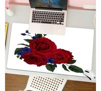 QRFASFZO Mouse Pad 31.5 × 12 inch Extended Large Mouse Mat Desk Pad, Stitched Edges Mousepad,Non-Slip Rubber Base,Red rose with wild flower. of the wedding birthday Valentine's Da,Gaming Mouse Pad XL