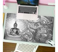 QRFASFZO Mouse Pad 31.5 × 12 inch Extended Large Mouse Mat Desk Pad, Stitched Edges Mousepad,Non-Slip Rubber Base,Monochrome Buddha statue, a sitting Buddha, calm manners and with,Gaming Mouse Pad XL