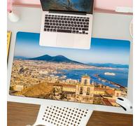 QRFASFZO Mouse Pad 31.5 × 12 inch Extended Large Mouse Mat Desk Pad, Stitched Edges Mousepad,Non-Slip Rubber Base,Naples' charming landscape, historic buildings and busy harbor,Gaming Mouse Pad XL