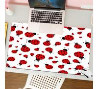 QRFASFZO Mouse Pad 31.5 × 12 inch Extended Large Mouse Mat Desk Pad, Stitched Edges Mousepad,Non-Slip Rubber Base,Ladybug design, a group of whimsical red and black ladybugs scatt,Gaming Mouse Pad XL