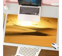QRFASFZO Mouse Pad 31.5 × 12 inch Extended Large Mouse Mat Desk Pad, Stitched Edges Mousepad,Non-Slip Rubber Base,Golden desert, the undulating dunes of the desert bathed in golde,Gaming Mouse Pad XL