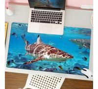 QRFASFZO Mouse Pad 31.5 × 12 inch Extended Large Mouse Mat Desk Pad, Stitched Edges Mousepad,Non-Slip Rubber Base,Majestic ocean predator, a powerful tiger shark swimming in blue,Gaming Mouse Pad XL