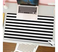 QRFASFZO Mouse Pad 31.5 × 12 inch Extended Large Mouse Mat Desk Pad, Stitched Edges Mousepad,Non-Slip Rubber Base,Black and white stripes pattern, alternating black and white hori,Gaming Mouse Pad XL