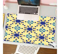 QRFASFZO Mouse Pad 31.5 × 12 inch Extended Large Mouse Mat Desk Pad, Stitched Edges Mousepad,Non-Slip Rubber Base,Ethnic,Moroccan Ceramic Motif with Arabesque Persian Folk Effects,Gaming Mouse Pad XL