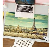 QRFASFZO Mouse Pad 31.5 × 12 inch Extended Large Mouse Mat Desk Pad, Stitched Edges Mousepad,Non-Slip Rubber Base,Eiffel Tower, Paris cityscape with a view of the E,Gaming Mouse Pad XL