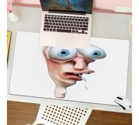 QRFASFZO Mouse Pad 31.5 × 12 inch Extended Large Mouse Mat Desk Pad, Stitched Edges Mousepad,Non-Slip Rubber Base,Humor, Stupid Derp Human Face Web Comics Character,Gaming Mouse Pad XL