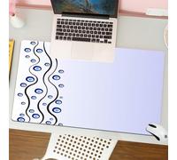 QRFASFZO Mouse Pad 31.5 × 12 inch Extended Large Mouse Mat Desk Pad, Stitched Edges Mousepad,Non-Slip Rubber Base,Evil Eye,Eye Shaped Amulets Vertical Wavy Lines Artistic Magical,Gaming Mouse Pad XL