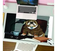QRFASFZO Mouse Pad 31.5 × 12 inch Extended Large Mouse Mat Desk Pad, Stitched Edges Mousepad,Non-Slip Rubber Base,The secret of the dog detective costume of the Bulldog Sherlock B,Gaming Mouse Pad XL