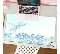 QRFASFZO Mouse Pad 31.5 × 12 inch Extended Large Mouse Mat Desk Pad, Stitched Edges Mousepad,Non-Slip Rubber Base,Pond landscape, a delicate dragonfly flies over blue lotus and li,Gaming Mouse Pad XL