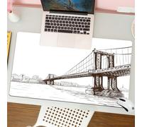 QRFASFZO Mouse Pad 31.5 × 12 inch Extended Large Mouse Mat Desk Pad, Stitched Edges Mousepad,Non-Slip Rubber Base,Architectural bridge sketch art, a beautiful bridge drawing with,Gaming Mouse Pad XL