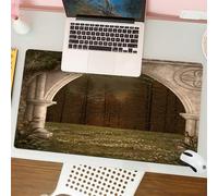 QRFASFZO Mouse Pad 31.5 × 12 inch Extended Large Mouse Mat Desk Pad, Stitched Edges Mousepad,Non-Slip Rubber Base,Gothic, old retro arch in the garden renaissance meadow forest,Gaming Mouse Pad XL