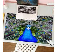 QRFASFZO Mouse Pad 31.5 × 12 inch Extended Large Mouse Mat Desk Pad, Stitched Edges Mousepad,Non-Slip Rubber Base,The magnificent peacock, with its spectacular broad tail, shows t,Gaming Mouse Pad XL