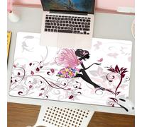 QRFASFZO Mouse Pad 31.5 × 12 inch Extended Large Mouse Mat Desk Pad, Stitched Edges Mousepad,Non-Slip Rubber Base,Girls Together teens, flower fairy with butterflies,Gaming Mouse Pad XL