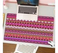QRFASFZO Mouse Pad 31.5 × 12 inch Extended Large Mouse Mat Desk Pad, Stitched Edges Mousepad,Non-Slip Rubber Base,Pink,Traditional African Motifs and Borders Ethnic Tribal Accents,Gaming Mouse Pad XL