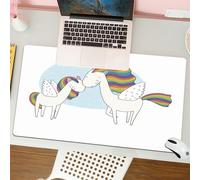 QRFASFZO Mouse Pad 31.5 × 12 inch Extended Large Mouse Mat Desk Pad, Stitched Edges Mousepad,Non-Slip Rubber Base,Beautiful rainbow pegasus with wings on a white background,Gaming Mouse Pad XL