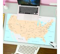 QRFASFZO Mouse Pad 31.5 × 12 inch Extended Large Mouse Mat Desk Pad, Stitched Edges Mousepad,Non-Slip Rubber Base,Map of the United States, depicting countries, famous cities, mou,Gaming Mouse Pad XL