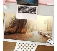 QRFASFZO Mouse Pad 31.5 × 12 inch Extended Large Mouse Mat Desk Pad, Stitched Edges Mousepad,Non-Slip Rubber Base,Forest, a huge tree stands on a winding road surrounded by myster,Gaming Mouse Pad XL