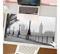 QRFASFZO Mouse Pad 31.5 × 12 inch Extended Large Mouse Mat Desk Pad, Stitched Edges Mousepad,Non-Slip Rubber Base,London, Big Ben from the Walking Way on the Thames with lanterns,Gaming Mouse Pad XL