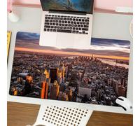 QRFASFZO Mouse Pad 31.5 × 12 inch Extended Large Mouse Mat Desk Pad, Stitched Edges Mousepad,Non-Slip Rubber Base,USA, Aerial view of the Manhattan skyline at sunset, Famous Finan,Gaming Mouse Pad XL