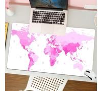 QRFASFZO Mouse Pad 31.5 × 12 inch Extended Large Mouse Mat Desk Pad, Stitched Edges Mousepad,Non-Slip Rubber Base,Pale pink, cute world map Continents Island Earth Pacific Atlas E,Gaming Mouse Pad XL