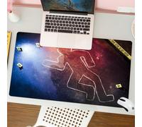 QRFASFZO Mouse Pad 31.5 × 12 inch Extended Large Mouse Mat Desk Pad, Stitched Edges Mousepad,Non-Slip Rubber Base,Murder Scene,Fresh Homicide Scene Bullets Chalk Outline Evidence,Gaming Mouse Pad XL