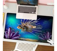 QRFASFZO Mouse Pad 31.5 × 12 inch Extended Large Mouse Mat Desk Pad, Stitched Edges Mousepad,Non-Slip Rubber Base,Ocean, Underwater world Exotic bubble Fish and nautical theme ill,Gaming Mouse Pad XL